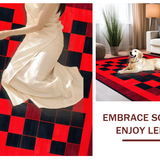 Ultra Soft Area Rug, Non Slip, Stain Resistant, Washable Area Rugs for Living Room, Bedroom, Dynamic Minimalist Patterned Surface(Red)