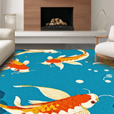 Ultra Soft Area Rug, Non Slip, Stain Resistant, Washable Area Rugs for Living Room, Bedroom, Colorful Cartoonish Sea Animal Motif(Blue)
