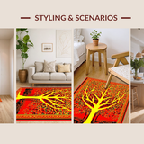 Ultra Soft Area Rug, Non Slip, Stain Resistant, Washable Area Rugs for Living Room, Bedroom, Striking Eclectic Nature Theme(Red)