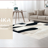 Ultra Soft Area Rug, Non Slip, Stain Resistant, Washable Area Rugs for Living Room, Bedroom, Neutral Ivory Black Carpet for Minimalist High Traffic Spaces(Black)