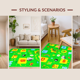 Ultra Soft Area Rug, Non Slip, Stain Resistant, Washable Area Rugs for Living Room, Bedroom, Vibrant Alphabet Animal Theme(Green)
