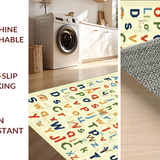 Ultra Soft Area Rug, Non Slip, Stain Resistant, Washable Area Rugs for Living Room, Bedroom, Rustic Warm Alphabet Graphics(Red)