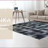 Ultra Soft Area Rug, Non Slip, Stain Resistant, Washable Area Rugs for Living Room, Bedroom, Rustic Geometric Monochrome Elegance(Gray)