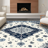 Ultra Soft Area Rug, Non Slip, Stain Resistant, Washable Area Rugs for Living Room, Bedroom, Trendy Distressed Ogee Style(White)