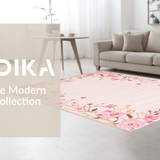 Ultra Soft Area Rug, Non Slip, Stain Resistant, Washable Area Rugs for Living Room, Bedroom, Vibrant Tropical Botanical Motif(Pink)