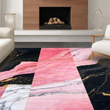 Ultra Soft Area Rug, Non Slip, Stain Resistant, Washable Area Rugs for Living Room, Bedroom, Minimalist Pink and Charcoal Contrast(Pink)