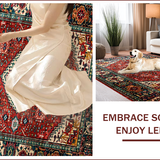 Ultra Soft Area Rug, Non Slip, Stain Resistant, Washable Area Rugs for Living Room, Bedroom, Rustic Earthy Vintage Motif(Red)