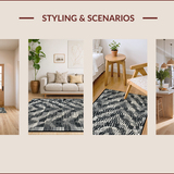 Ultra Soft Area Rug, Non Slip, Stain Resistant, Washable Area Rugs for Living Room, Bedroom, Sleek Angular Patterned Aesthetic(Black)