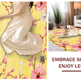 Ultra Soft Area Rug, Non Slip, Stain Resistant, Washable Area Rugs for Living Room, Bedroom, Modern Nature-Inspired Floral Art(Yellow)