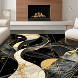 Ultra Soft Area Rug, Non Slip, Stain Resistant, Washable Area Rugs for Living Room, Bedroom, Unique Abstract Artistic Flair(Black)