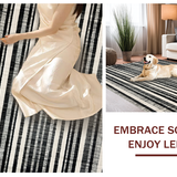 Ultra Soft Area Rug, Non Slip, Stain Resistant, Washable Area Rugs for Living Room, Bedroom, Elegant Safari Inspired Striped Floor Covering With Contemporary Art Design(Black)