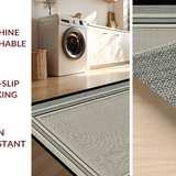 Ultra Soft Area Rug, Non Slip, Stain Resistant, Washable Area Rugs for Living Room, Bedroom, Streamlined Neutral Basketweave Elegance(White)
