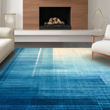 Ultra Soft Area Rug, Non Slip, Stain Resistant, Washable Area Rugs for Living Room, Bedroom, Cerulean Echo Rug, Aqua Haze, Subtle Stripe Floor Art(Blue)