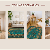 Ultra Soft Area Rug, Non Slip, Stain Resistant, Washable Area Rugs for Living Room, Bedroom, Rustic Western Brown Teal Living Room Washable Rug(Blue)