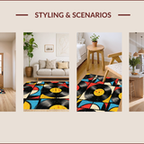 Ultra Soft Area Rug, Non Slip, Stain Resistant, Washable Area Rugs for Living Room, Bedroom, Music Lover's Colorful Kitchen Absorbent Doormat(Black)