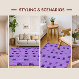 Ultra Soft Area Rug, Non Slip, Stain Resistant, Washable Area Rugs for Living Room, Bedroom, Chic Abstract Irregular Tiling Art(Purple)