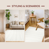 Ultra Soft Area Rug, Non Slip, Stain Resistant, Washable Area Rugs for Living Room, Bedroom, Elegant Solid Ivory Aesthetic(White)