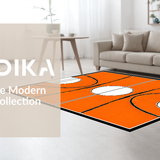 Ultra Soft Area Rug, Non Slip, Stain Resistant, Washable Area Rugs for Living Room, Bedroom, Contemporary Circular Sports Aesthetic(Orange)