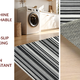 Ultra Soft Area Rug, Non Slip, Stain Resistant, Washable Area Rugs for Living Room, Bedroom, Contemporary Porch Rug Showcasing Bold Mono Stripe and Graphic Linear Motif(Black)