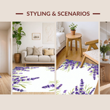 Ultra Soft Area Rug, Non Slip, Stain Resistant, Washable Area Rugs for Living Room, Bedroom, Soft Dreamy Floral Elegance(Purple)