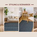 Ultra Soft Area Rug, Non Slip, Stain Resistant, Washable Area Rugs for Living Room, Bedroom, Rustic Gray Trellis Inspired Motif(Gray)