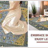 Ultra Soft Area Rug, Non Slip, Stain Resistant, Washable Area Rugs for Living Room, Bedroom, Sleek Monochrome Floral Arrangement(Blue)