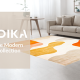 Ultra Soft Area Rug, Non Slip, Stain Resistant, Washable Area Rugs for Living Room, Bedroom, Vibrant Abstract Expressionist Motif(Orange)