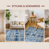 Ultra Soft Area Rug, Non Slip, Stain Resistant, Washable Area Rugs for Living Room, Bedroom, Modern Stripe Carpet(Blue)