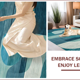 Ultra Soft Area Rug, Non Slip, Stain Resistant, Washable Area Rugs for Living Room, Bedroom, Elegant Grey Toned Minimalist Artwork(Blue)