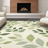 Ultra Soft Area Rug, Non Slip, Stain Resistant, Washable Area Rugs for Living Room, Bedroom, Vibrant Botanical Print Inspiration(Beige)