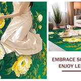 Ultra Soft Area Rug, Non Slip, Stain Resistant, Washable Area Rugs for Living Room, Bedroom, Bright Botanical Artistry Theme(Green)