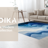 Ultra Soft Area Rug, Non Slip, Stain Resistant, Washable Area Rugs for Living Room, Bedroom, Gradient Spectrum, Blue White Swirls, Art Deco(Blue)
