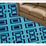 Ultra Soft Area Rug, Non Slip, Stain Resistant, Washable Area Rugs for Living Room, Bedroom, Eclectic Deep Royal Geometric Motif(Blue)