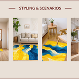 Ultra Soft Area Rug, Non Slip, Stain Resistant, Washable Area Rugs for Living Room, Bedroom, Contemporary Geometric Color Blend(Yellow)