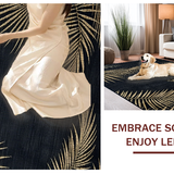 Ultra Soft Area Rug, Non Slip, Stain Resistant, Washable Area Rugs for Living Room, Bedroom, Elegant High-Low Detailed Motif(Black)