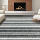 Ultra Soft Area Rug, Non Slip, Stain Resistant, Washable Area Rugs for Living Room, Bedroom, KaHouen Classic Striped Design Floor Mat Outdoor Layering Rug(Black)
