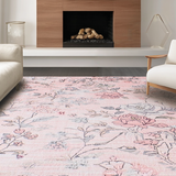 Ultra Soft Area Rug, Non Slip, Stain Resistant, Washable Area Rugs for Living Room, Bedroom, Contemporary Soft Circular Motif(Pink)