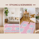 Ultra Soft Area Rug, Non Slip, Stain Resistant, Washable Area Rugs for Living Room, Bedroom, Lively Geometric Child's Wonderland(Pink)