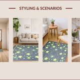 Ultra Soft Area Rug, Non Slip, Stain Resistant, Washable Area Rugs for Living Room, Bedroom, Whimsical Grey Cosmic Design(Gray)