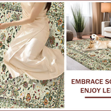 Ultra Soft Area Rug, Non Slip, Stain Resistant, Washable Area Rugs for Living Room, Bedroom, Vintage Botanical Cream Aesthetic(Ivory)