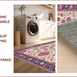Ultra Soft Area Rug, Non Slip, Stain Resistant, Washable Area Rugs for Living Room, Bedroom, Vibrant Floral Paisley Motif(Beige)