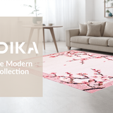Ultra Soft Area Rug, Non Slip, Stain Resistant, Washable Area Rugs for Living Room, Bedroom, Soft Pastel Japanese Spring Design(Pink)