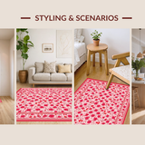 Ultra Soft Area Rug, Non Slip, Stain Resistant, Washable Area Rugs for Living Room, Bedroom, Rustic Floral Watercolor Impression(Pink)