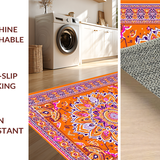 Ultra Soft Area Rug, Non Slip, Stain Resistant, Washable Area Rugs for Living Room, Bedroom, Eclectic Earthy Floral Inspiration(Orange)