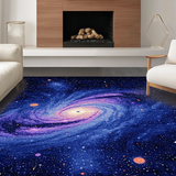 Ultra Soft Area Rug, Non Slip, Stain Resistant, Washable Area Rugs for Living Room, Bedroom, Futuristic Stellar Graphic Arrangement(Blue)