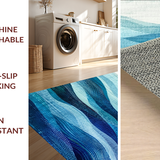 Ultra Soft Area Rug, Non Slip, Stain Resistant, Washable Area Rugs for Living Room, Bedroom, Blue Gradient Stripes, Modern Abstract Art(Blue)
