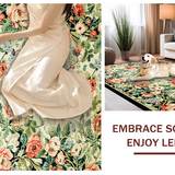 Ultra Soft Area Rug, Non Slip, Stain Resistant, Washable Area Rugs for Living Room, Bedroom, Artistic Green Floral Interpretation(Beige)