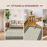Ultra Soft Area Rug, Non Slip, Stain Resistant, Washable Area Rugs for Living Room, Bedroom, Chic Tiled Geometric Elegance(Beige)