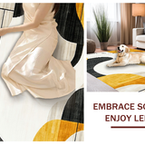 Ultra Soft Area Rug, Non Slip, Stain Resistant, Washable Area Rugs for Living Room, Bedroom, Trendy Dynamic Spiral Artwork(Yellow)