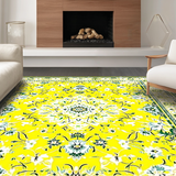Ultra Soft Area Rug, Non Slip, Stain Resistant, Washable Area Rugs for Living Room, Bedroom, Playful Soft Toned Medallion Style(Yellow)